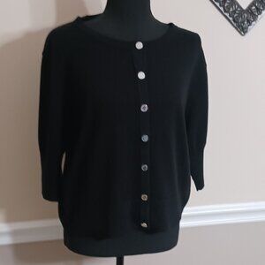 Classic Black Peter Nygard Women's Cardigan With Silver Tone Buttons
